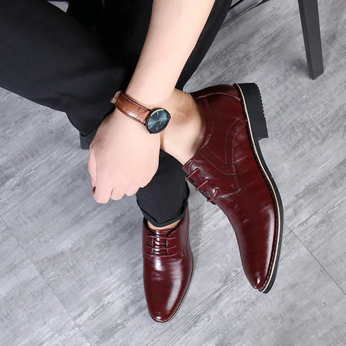 Elegant Pointed Toe Oxfords for Men - Soft Bottom Business Casual Formal Dress Shoes for Office, Weddings, and Parties